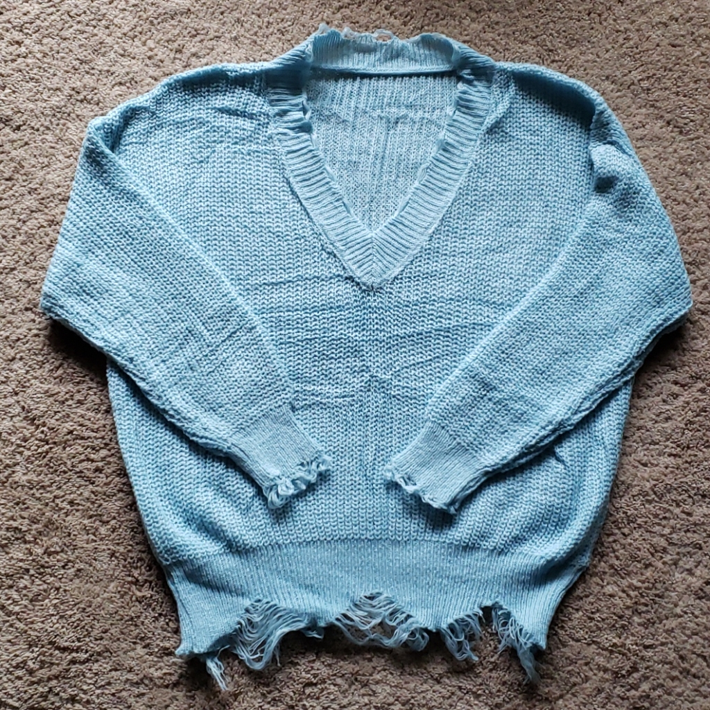 Trendy Light Blue Cyan Sweater L Xl